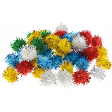 Pompony brokatowe Brewis 2cm Mix, 40szt - 2